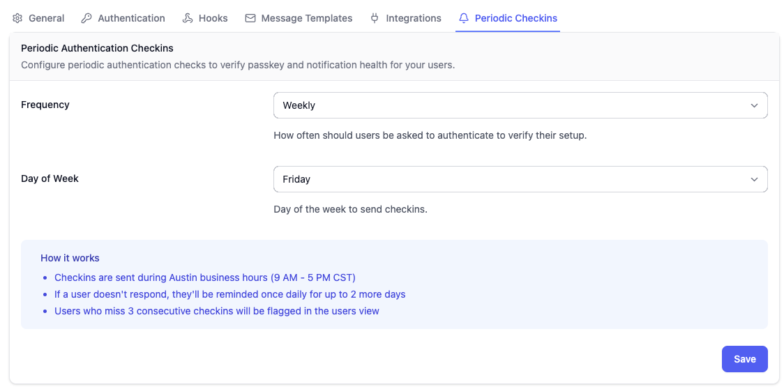 Checkin configuration